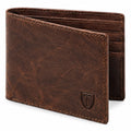 Brown leather folding wallet 11.5 x 9.5 x 1.5 cm for cards and banknotes