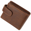 Compact brown leather wallet 12 x 10 x 2 cm with flap