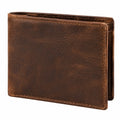 Vintage style brown leather folding wallet 11.5 x 9.5 cm