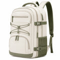 Sac à dos 30 x 20 x 45 cm en polyester beige et vert avec compartiments zippés pour randonnée