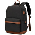Sac à dos 43 x 30 x 15 cm en textile noir et marron pour travail, style urbain