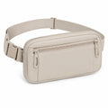 Beige faux leather bum bag 22 x 14 x 6 cm with adjustable strap and zip pockets