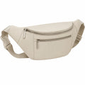 Beige faux leather fanny pack, 30 x 16 x 8 cm, with zip closure