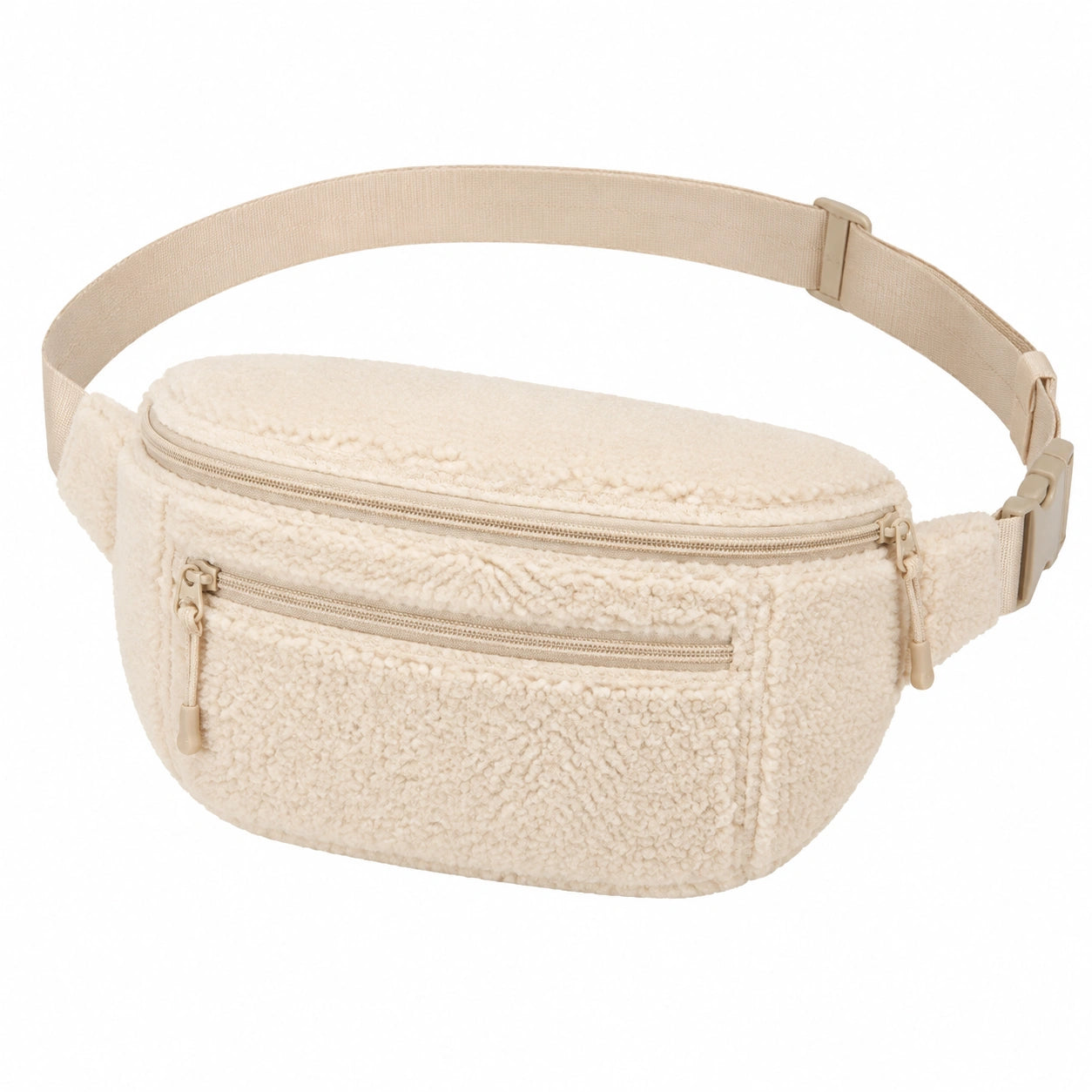 Cream polyester fanny pack 32 x 8 x 16 cm with adjustable strap
