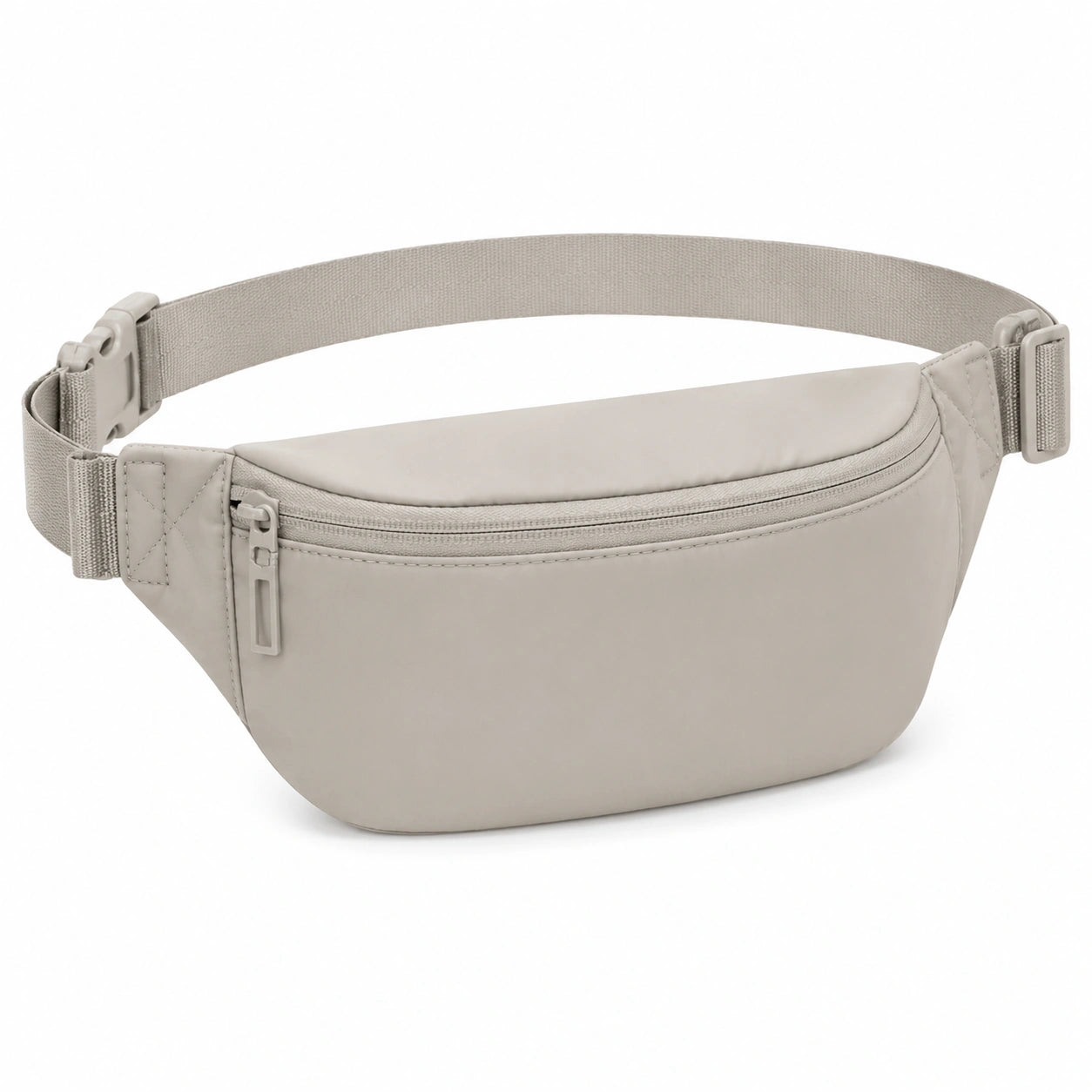 Fanny pack 30 x 15 x 7 cm in beige synthetic material with adjustable strap, minimalist style