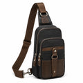 Sac bandoulière 18 x 8 x 32 cm textile noir et marron style urbain à compartiments