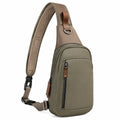 Sac bandoulière 32 x 18 x 8 cm en similicuir kaki marron avec poches zippées