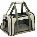 Sac de transport pour animal de compagnie 45 x 28 x 30 cm en tissu vert avec empiècements en maille respirante