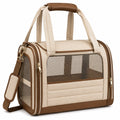 Sac de transport pour animal 45 x 28 x 32 cm toile beige/marron ¨¤ mailles avec bandouli¨¨re
