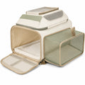 Pet carrier 42 x 30 x 40 cm in beige green polyester with ventilated extension