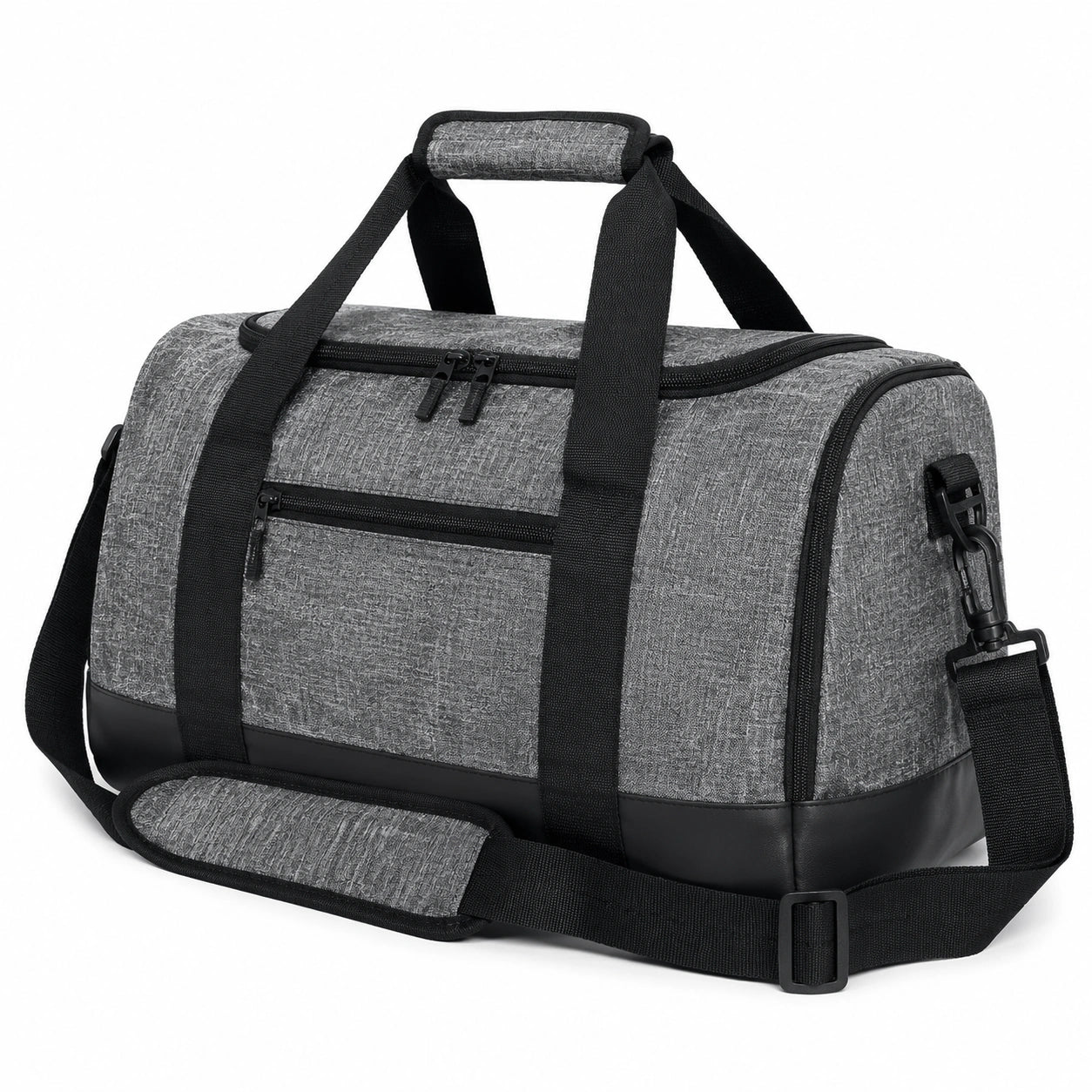 Sac de voyage 45 x 25 x 25 cm gris en textile synthétique avec bandoulière réglable