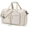 Sac de voyage 50 x 28 x 30 cm en polyester beige avec bandouli¨¨re amovible et poches zipp¨¦es