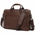 Sacoche ordinateur 40 cm marron en matière synthétique aspect cuir avec bandoulière réglable