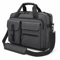 Laptop bag 45 x 15 x 32 cm in dark grey polyester with functional shoulder strap