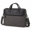 Sacoche ordinateur 40 cm gris foncé en textile et similicuir avec bandoulière réglable